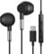 USB C Wired Earphones with Mic & Volume Control,Hi-Fi Stereo Noise Reducing In-Ear Type-C Headphones for iPhone 16 15 Pro Max, S-amsung Galaxy S24/S23/S22/S21 FE,i-Pad Pro,h-uawei,Pixel - Black