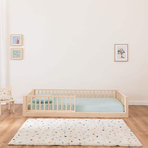 nabè Erweiterbares Bett | Matratze im Lieferumfang enthalten | (Naturholz – ohne Set, 80 x 160 cm – komplettes Set (5 Seiten))