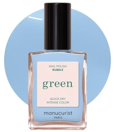 MANUCURIST • Green Smalto Unghie Blu Pastello Bubble • Smalto Classico 9-Free • Vegano e Bio-based fino all'84% • Manicure Professionale • 15ml (BUBBLE)
