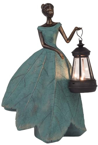 Guichifun Feenstatuen, Solar-Außenlichter, Kunstharz, Gartenfiguren, Dekorationen für Terrasse, Hof, Rasen, Dekoration, Einweihungsfeier, Gartenarbeit, Geschenke für Frauen, Mutter, 18 x 13 x 30 cm