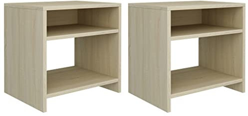 Woonisher Mesitas de Noche 2 uds contrachapado Roble Sonoma 40x30x39 cm Mesa de Centro para Sala de Estar de Material a Base de Madera