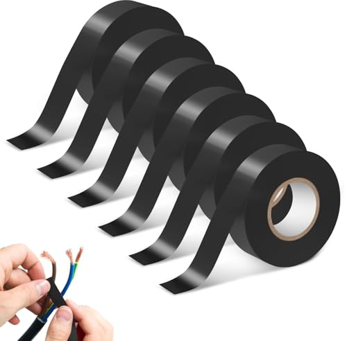 Staranry 6 Stück PVC Isolierband Schwarz, 15mm x 20m Klebeband Schwarz | Hochflexibel mit Starker Klebekraft, Chemiebeständig, Wasserfestes Klebeband zum Schutz, Bündeln und Reparieren Von Kabeln