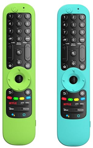 WKOLF Juego de 2 fundas de silicona de repuesto para mando a distancia LG Smart TV AN-MR21GA MR22GA MR23GA MR24GA MR22GN MR23GN 2021-2024 (silicona, verde brillante y azul brillante)