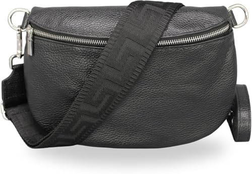 Brise Art AFIA Damen Bauchtasche Echtleder Handgefertigt Crossbody Bag | Damen Umhängetasche, Echtes Leder, Schultertasche mit Ledergurt & wahlweise gemustertem Riemen, 3 Fächer, Made in Italy