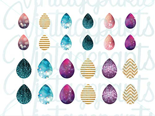 Motivbogen Glitter für Tropfen Cabochons von Vintageparts zum Schmuck selber Machen