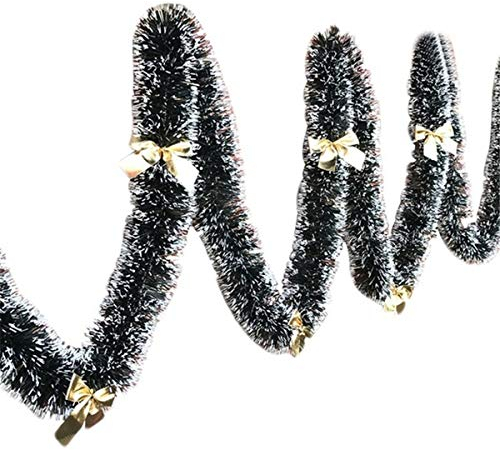 Baogu 2 Stück Girlande Dekogirlande Tannengirlande Ornaments Grün mit Weißen Spitzen Party Weihnachten 200cm