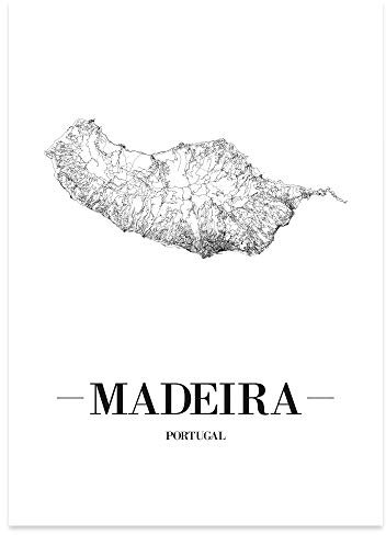 JUNIWORDS Stadtposter - Wähle Deine Stadt - Madeira - 30 x 40 cm Poster - Schrift A - Weiß