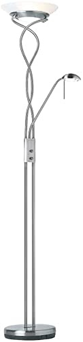 National Lighting Mother and Child Floor Lamp with Adjustable Reading Light & Dimmer Switch - Intertwined Uplighter Floor Lamp Father and Son Lamp - Satin Chrome Finish - R7s/G9 Bulbs (Not Included)
