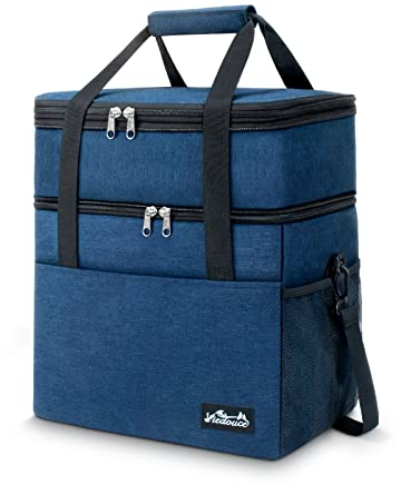 Viedouce Borsa Termica Pranzo 21L, Espandibile Borsa Frigo Isotermica per Uomo Donna, Doppi Scomparti Impermeabile Borsa Termica Grande con Tracolla & Apri Birra per Esterni/Campeggio/Viaggi