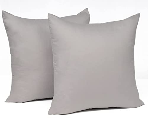 Laneetal 2 Set Kissenbezug 35x35cm Hellgrau - 100% Baumwolle Kissenhülle mit Reißverschluss, Weicher Kissenbezüge Doppelpack Sofakissenbezug (Ohne Füllung)