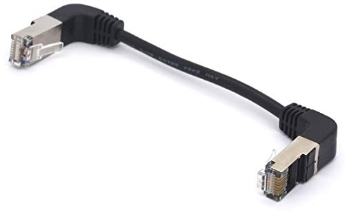 HTGuoji Angle RJ45 Ethernet Cable, CAT6 Cat5e LAN Network Lead Downward Patch Cord for Switch, Router, Modem, Panel, PC