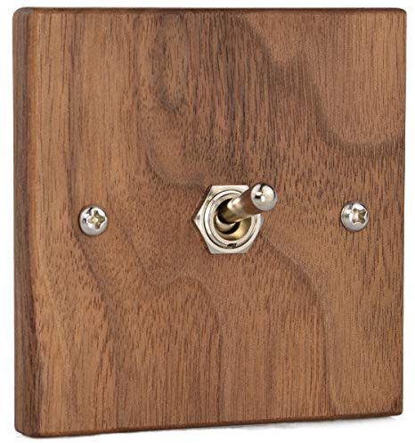 Interruptor de encendido, interruptor de luz eléctrica con cubierta de panel de madera, 1 clavija