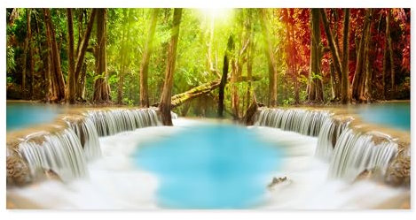 Postereck - 4037 - Panorama, Wasserfall Natur Fluss Wald Herbst Baum - Wandposter Fotoposter Bilder Wandbild Wandbilder - Poster - 80,5cm x 40,5cm