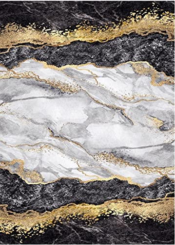 Mani TEXTILE TPS_GOLD_BLACK_80 Teppich, Polyester, Schwarz, 80 x 150