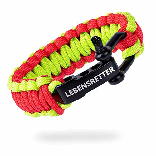LIFE IS SIMPLE | Paracord Survival Armband | Lebensretter rot, grün | Verstellbarer Verschluss | für Outdoor, Camping, Wandern