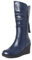 Onewus Stivali a mezza altezza da donna con zeppa, Blu, 36 EU