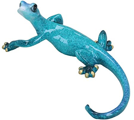 AB Tools Skulptur aus Kunstharz, Motiv: Gecko, Eidechse, blau gesprenkelt, für Wandschuppen, Dekoration
