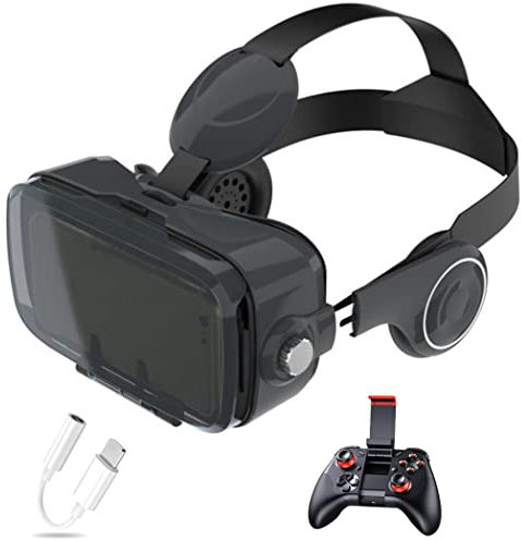 Gafas de Realidad Virtual, 3D VR Gafas con Controlador Bluetooth para Juegos Visión Panorámico VR Glasses para iPhone 13 Pro Max/13 Pro/13/12/11, para Samsung Galaxy S21, Huawei, Xiaomi