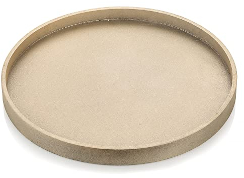 Hanobe Decorative Coffee Table Tray: Gold Wood Tray Round Rustic Wooden Trays 31cm/12.2in Circle Farmhouse Centerpiece Candle Holder for Home Decor Ottoman Counter Display Living Room Organizer