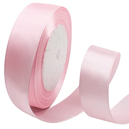 23 Meter Satinband Rosa 25mm Satinband Bänder, Breit Schleifenband Dekoband Stoffband Geschenkband Hochzeitsdeko Schleife für Geschenkverpackung,Kunsthandwerk,Haarschleifen,Blumenstrauß,Dekoration