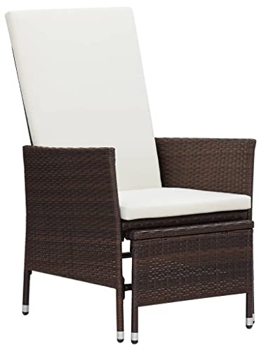 vidaXL Garten-Liegestuhl mit Auflagen Poly Rattan Braun