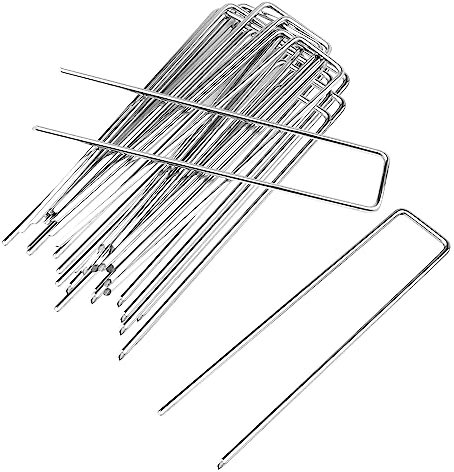 Lot de 50 Épingles à Clous galvanisées Solides en Forme de U, Parfaits pour Les membranes de contrôle des Mauvaises Herbes