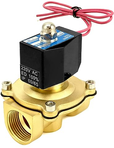 QWORK® Elettrovalvola 220V, 1''G, ottone, per acqua aria gasolio, DN25