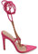 Sandalo Donna con Tacco a Spillo 12 Punta Alto Fucsia con Catena Oro a Infradito alla Schiava Moda (39 EU)