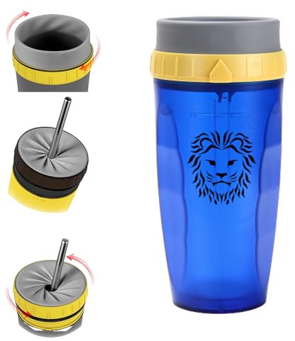 VNDUIFH Twizz-Tasse, 325 ml Twizz-Kaffeetasse, Becher mit Strohhalm aus doppeltem Silikon, drehbarer, auslaufsicherer Becher, Warmer und kälteisolierender doppellagiger Becher (Q)