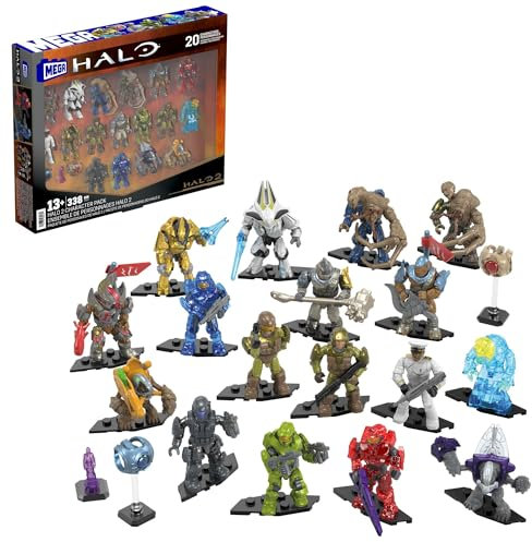 MEGA Halo - Set Personaggi di Halo 2, 339 pezzi da costruire per action figures articolate del videogioco alte 5cm, da mettere in posa e da collezionare, 13+ anni, HXL07