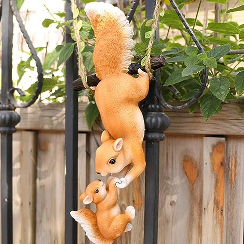 Wnvivi Statues D'écureuil de Jardin à Suspendre, Décoration de Pot de Bonsaï, Figurine D'écureuil en Résine, Statues d'animaux pour Décoration de Jardin Intérieur et Extérieur