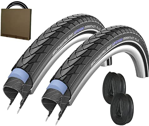 Schwalbe Marathon Plus Reifen 25-622 schwarz Reflex Unplattbar mit SV Schlauch [ 2 STÜCK ]