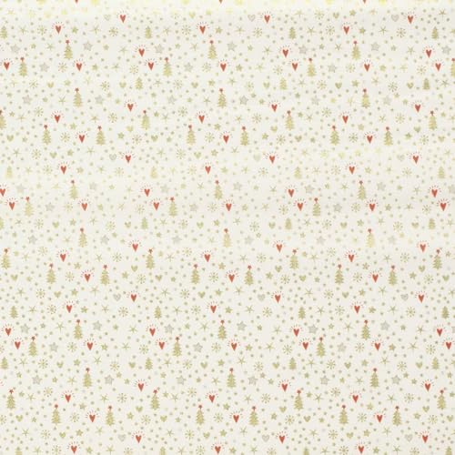 Weihnachtsstoff Dekostoff Baumwollstoff Golddeko ab 1x1,45m Oeko-Tex 100 Weihnachten, Farbe:weiß