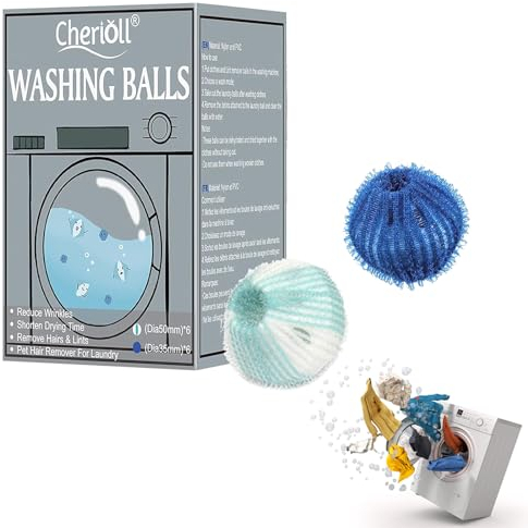 Cherioll Tierhaarentferner Waschmaschine,Waschmaschinenball,Wäscheball,12 Pcs Fusselfänger,Hundehaare Waschmaschine,Wäsche-Fusselentferner-Bälle,Wiederverwendbar Fusselbälle Für Die Waschmaschine