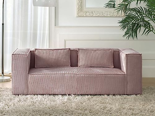 Lisa Design Stella – 2-Sitzer Einzelsofa – aus Cord – moderner Stil Rosa