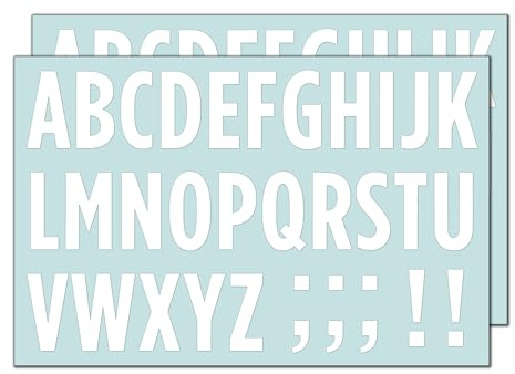 10 Fogli, 50 mm - Lettere Adesive Grandi, Impermeabile Vinile - Bianca