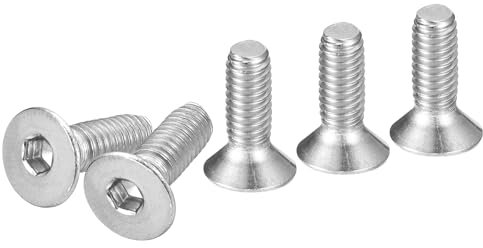 DTGN Tornillos de Cabeza Hexagonal de Acero Inoxidable 304, M4-0.7 x 12 mm, Paquete de 100 Tornillos de Cabeza Plana con Hexágono Interior, Rosca Completa, Pernos Avellanados