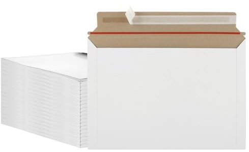 ZOFUN 50 DIN A4 Versandtaschen aus Karton, A4 Umschläge, 229 x 324 mm Briefumschläge A4 aus Karton Vollpappe, Kartonkuverts Vollpapptaschen für Broschüren Fotos Bilder Wandkalender, 229x 323 mm(Weiße)