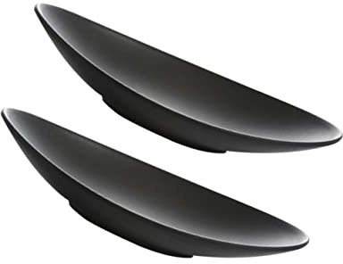 KICHOUSE 2Pcs Melamine Boat Tray Set for Sushi Sashimi and Snacks Elegant Black Dessert Plates for Hotel and Restaurant Serving Compact