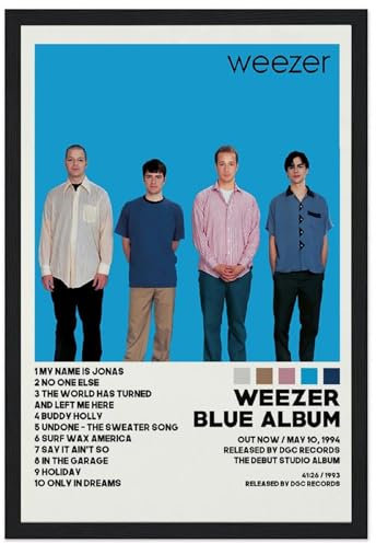 VerimP Weezer Poster, blaues Album-Poster, Albumcover, Poster, dekorative Malerei, Leinwand, Wandposter für Raumdekoration, ästhetische Sportlandschaft, Büro, Raumdekoration, Geschenk, 30 x 45 cm Stil
