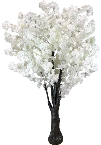 White Artificial Cherry Blossom Tree for Home, Wedding, Office, Living Room - Indoor Outdoor Decor (6.5ft/2m)