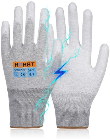 HPHST P1001 ESD-PU Handschuhe - antistatisch und Touchscreen-fähig, Handschuhe für Reinigung und Reparatur (weiß( 12 Paar), XXL