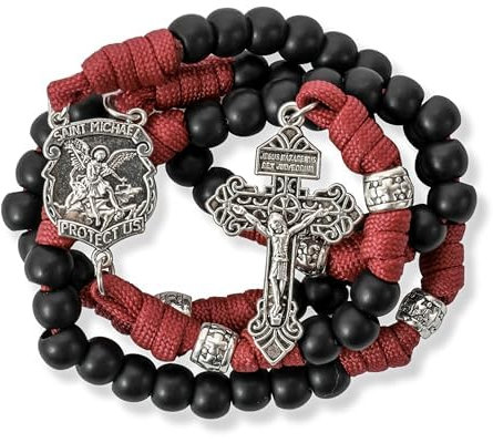 Nazareth Store San Miguel - Rosario resistente con cuentas de paracaídas, collar de rosario con cordón fuerte y crucifijo católico, L, Acrílico, No es una piedra preciosa