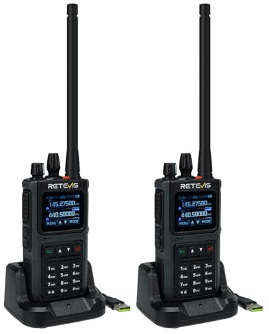 Retevis C1 Dual Band Ham Radio Transceiver, Walkie Talkie Long Range Group Call, IP67 Waterproof, Noice Reduction, Emergency Alarm, 2 Way Amateur Radios for Forest Rescue Hunting (Black, 2Pcs)