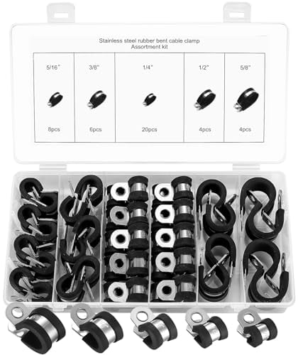 42 Pezzi P Fermacavi, Fascette Fermacavo, P Clips Morsetto per Cavi in Gomma, Fascette Stringitubo, Fascette Fermacavi per Cavi in Metallo Acciaio Inossidabile, 6mm 8mm 9mm 13mm 16mm