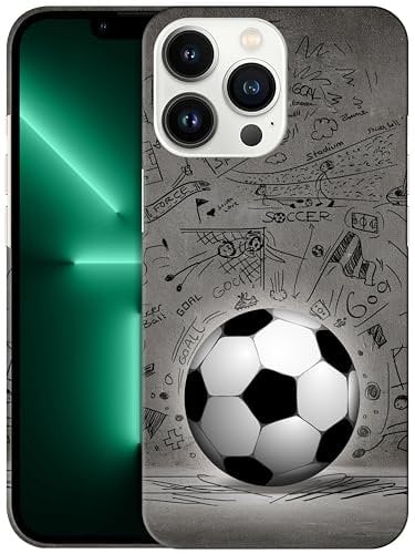GlamCase for iPhone 13 Pro, iPhone 13 Pro Case - Football Wall art Design Printed Slim & Sleek Cute Plastic Hard Snap on Protective Designer Back Phone Case/Cover for iPhone 13 Pro White