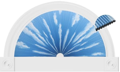 CHOOSEU Arch Window Shade Blackout for Half Moon Window,Honeycomb Blind for Half Circle Arched Window Coverings,Easy to Cut and Install(30 Radius, Blue Sky