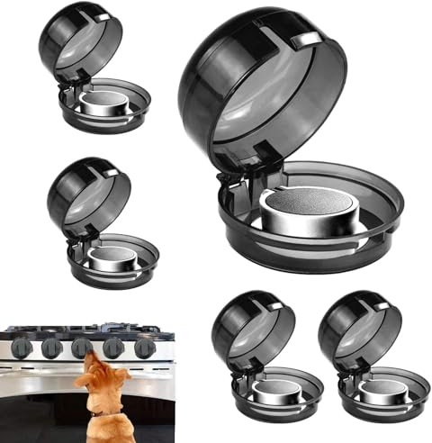 Child Proof Oven Knob Covers - 5 Pack Stove Knob Covers, Clear View Button Cover, Stove Protector | Clear Cooker Knob Safety Covers, Strong Adhesive Oven Lock, Size