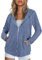 Flikity Hooded Cardigan Women, Hoodies for Women UK Ladies Casual Jackets Womens Tunic Tops Lightweight Soft Women's Cardigans Zipper up Outerwear Clothes Blue XL