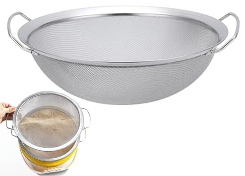 16cm 60 Mesh Honey Strainer Fine Mesh Strainer Coffee Strainer Filter Sieve Stainless Steel Paint Filter Mesh Round Strainer Emulsion Honey Strainer and Funnel Filter with Handle for Paint Glaze
